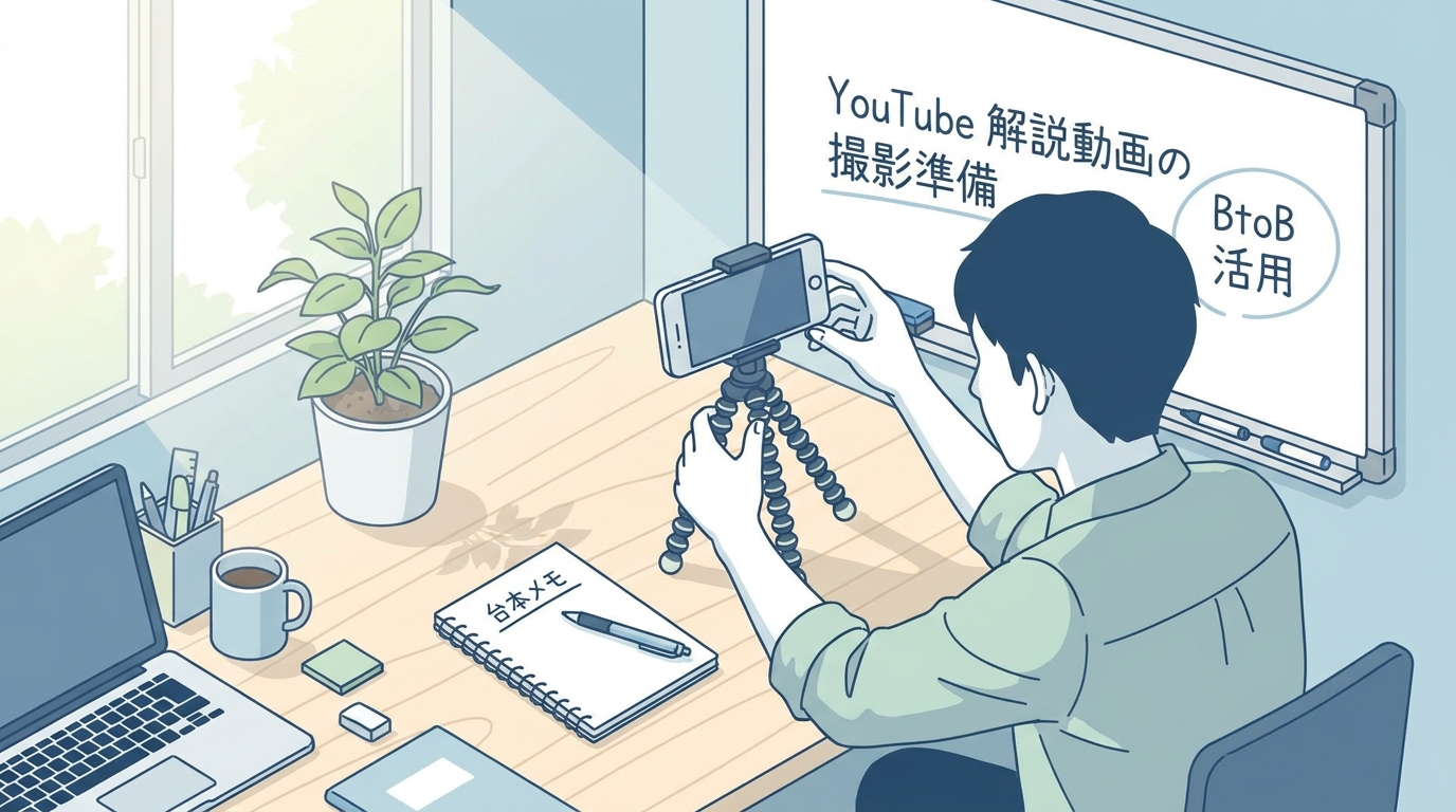 スマホ撮影で社内向けにBtoB YouTube動画を準備する中小企業の発信担当者