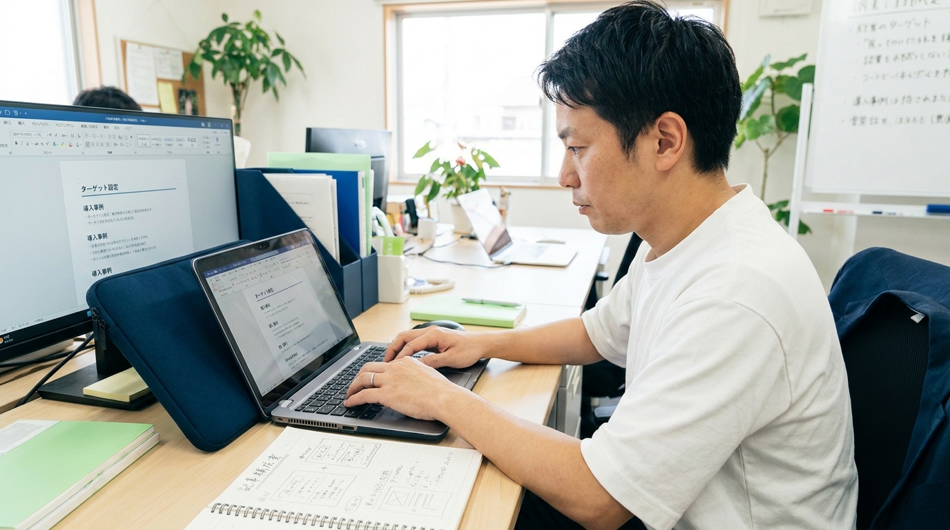 BtoB記事の書き方の手順に沿って執筆する発信担当者